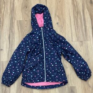 Kids Navy Heart Print Jacket